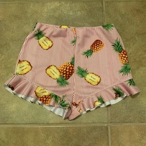 pineapple print high waist fashion shorts